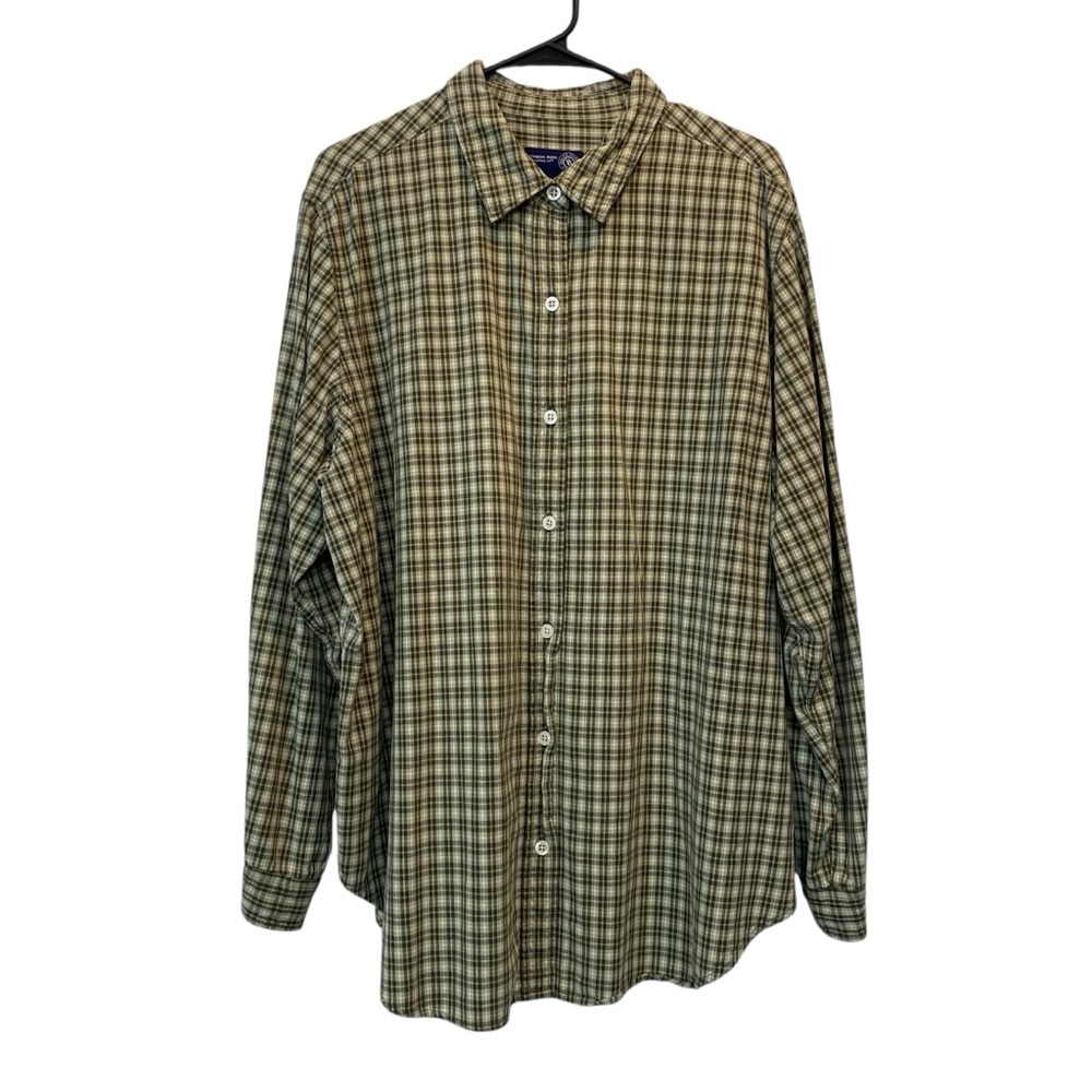 Venezia Jean Co Women Plus size 18-20 Green Plaid Long-Sleeve Button-Up Shirt - Picture 2 of 8